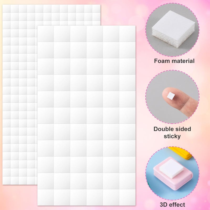 SmallCat 6 Sheet Foam Discs Squares Stickers, 990PCS 3D Double-Sided Foam Adhesive Squares, Precut Foam Tapes for DIY Arts Crafts for Halloween Christmas - 2 Sizes (0.24 in, 0.47 in) - Image 3